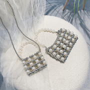 珍珠包包夏天小包复古珠子包法式仙女包手工编织串珠包手机包斜跨