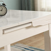 伸缩餐桌小户型家用简约白色烤漆抽拉式桌椅组合钢化玻璃饭桌