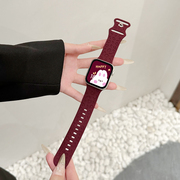 适用applewatch9表带苹果手表带可爱豹纹花纹硅胶款，iwatch8765se腕带，4145mm智能运动高级感ultra替换带