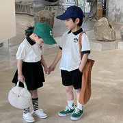 儿童夏装套装2023韩版夏季男女童学院风两件套炸街姐弟兄妹装