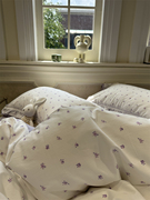 韩系香芋紫碎花公主花边碎花床裙四件套全棉1.5m1.8米被套床单三