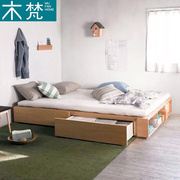 日式榻榻米实木床1.5米现代简约1.8米储物床主卧板式收纳床带抽屉