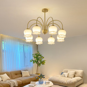 轻奢全铜玻璃花朵LED卧室吊灯 温馨田园铃兰玻璃餐厅吊灯家用客厅