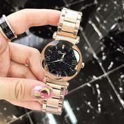 蒂米妮士手表镜面个性女款玫瑰金色钢带时尚圆形石英国产腕表
