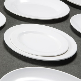 密胺鱼盘椭圆形盘子商用白色塑料大排档炒菜碟火锅菜盘仿瓷凉菜盘