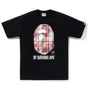 BAPE短袖T恤男格纹大猿头做旧复古日本CHECK BY BATHING APE