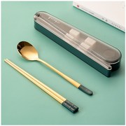 静音设计筷勺套装韩式筷子勺子收纳盒304不锈钢学生便携餐具单人