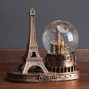 复古巴黎艾菲尔铁塔水晶球创意摆件酒柜装饰品家居客厅桌面小摆设