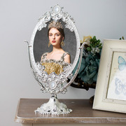 欧式金属镜子台式大号双面化妆镜复古公主镜梳妆镜珠宝柜台美容镜