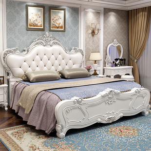 欧式床双人床1.8米大床主卧室婚床现代简约法式储物白色公主床