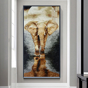 定制艺术壁画马赛克剪画瓷砖玄关装饰挂画背景墙客厅餐厅大象图案