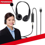 USB接口电脑双耳头戴式带线控话务客服机降噪耳麦话务员有线耳机