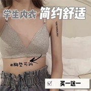 北极绒少女三角杯性感内衣女夏季薄款无钢圈胸罩学生小胸平胸抹胸