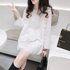 白色衬衫女设计感小众，韩版宽松荷叶边时尚洋气刺绣通勤七分袖衬衣
