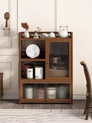 茶水柜客厅餐边柜子家用置物碗柜实木色现代简约储物柜厨房收纳柜