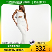 香港直邮潮奢 ASOS 女士设计针织抹胸前镂空织纹缝线中长连衣裙()