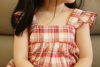 女童红色格子上衣，夏季儿童法式夏日清凉格纹吊带衬衣衬衫