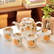 日式ins风纯手绘可爱小清新水果图案凉水壶泡茶陶瓷茶壶套装家用