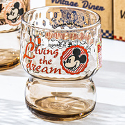 石塚硝子日本进口迪士尼可爱米奇玻璃杯卡通复古锤目防滑水杯