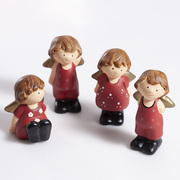4件套欧式红衣小天使摆件树脂工艺品家居桌面装饰