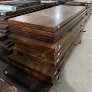 实木老板榆木桌面茶桌实木桌板，碳化木板松木大板，黑胡桃木大板定制