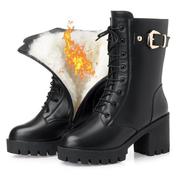 2021 women high heel boots snow boots大码42中筒靴棉靴雪地靴
