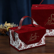 创意手提喜糖盒，结婚绒布盒欧式婚礼糖果盒子，伴娘回礼伴手礼盒