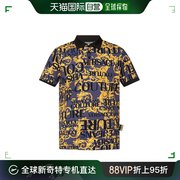 香港直邮VERSACE JEANS 男士黑色和黄色棉质马球衫 B3GVA7PA-S063