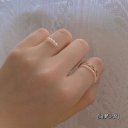 可调节日式超美复古简约珍珠，开口戒指时尚ins韩版指环优雅a56