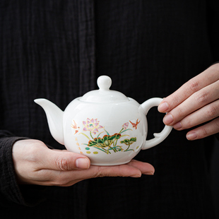 茶壶单个大号壶紫砂壶功夫茶具套装，家用茶壶纯手工泡茶壶白瓷茶壶