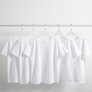 纯白色纯棉圆领短袖空白t恤班服diy手绘文化衫印字广告衫印制