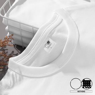 三无公社230g32支陶瓷磨毛基础，款男女纯棉打底短袖，白t纯色t恤