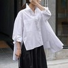 春秋装白色衬衫女韩版宽松大码斗篷型长袖，不规则衬衣时尚上衣