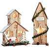圣诞诞树景装观小家木屋节，桌面饰品木质，房子模型小摆件圣微居饰品