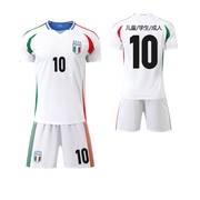 意大利客场白色短袖球衣2425儿童，学生成人足球服套装定制印号队服