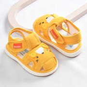 宝宝布凉鞋(布凉鞋)女学步鞋，夏季0一1-2-3岁婴儿，防滑软底叫叫鞋男宝宝鞋子