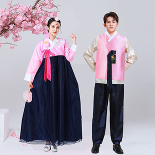 女士韩服传统宫廷婚庆日常演出男士朝鲜民族舞蹈礼服亲子装情侣服