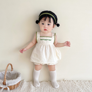 ins韩版夏季宝宝衣服，婴幼儿吊带上衣，+短裤两件套女童夏天婴儿套装
