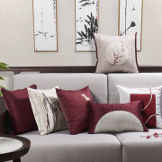 新中式抱枕套客厅沙发床头样板间软装红色组合拼接靠枕卧室靠垫包