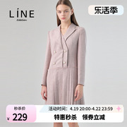 LINE女装韩国商场同款秋季百褶修身职业分层领连衣裙女NWOPKJ0600