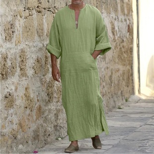 New Arab Muslim Kaftan Loose Dress Robe shirt Men Clothes