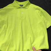 柠檬绿短袖polo衫男绿色翻领有领t恤男士夏季男生纯色带领plol衫