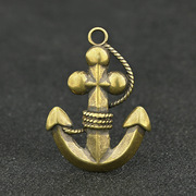复古做旧黄铜绕绳船锚钥匙扣卡马尔格十字海军锚挂件吊坠扬帆起航