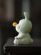 久造2023兔年陶瓷可爱兔子摆件创意茶桌桌面装饰品生肖吉祥物