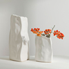 高级感白色花瓶陶瓷，不规则艺术摆件客厅插花北欧ins风创意干花瓶