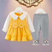 女童连衣裙春秋季0-1岁2婴幼儿童，洋气衣服女宝宝，春秋公主裙子套装