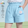 米菲女童短裤夏季薄款外穿女孩蓝色，纯棉花苞腰裤子洋气儿童夏装潮