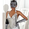 凹造型黑水亮钻皮革性感猫，女郎面具罩半脸cos眼罩圣诞节假面舞会