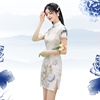 中国风文艺优雅短款少女连衣裙，2024苏州仿真丝改良小个子旗袍