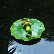 花园装饰摆件浮水动物仿真青蛙荷叶乌龟鱼塘水池水缸鸭子装饰鳄鱼